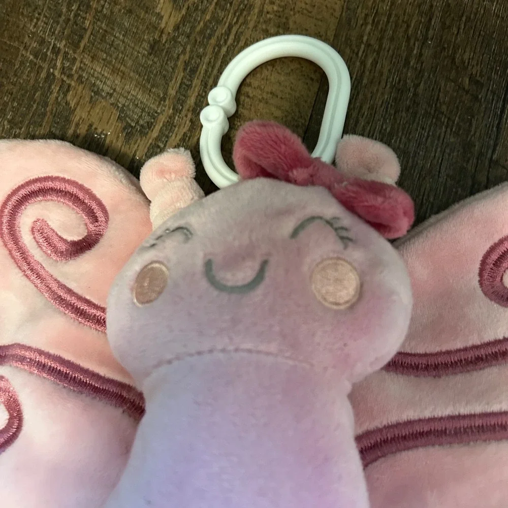 Dreamgro Baby Girl Pink Butterfly Plush Rattle Crinkle Teether Activity Buddy